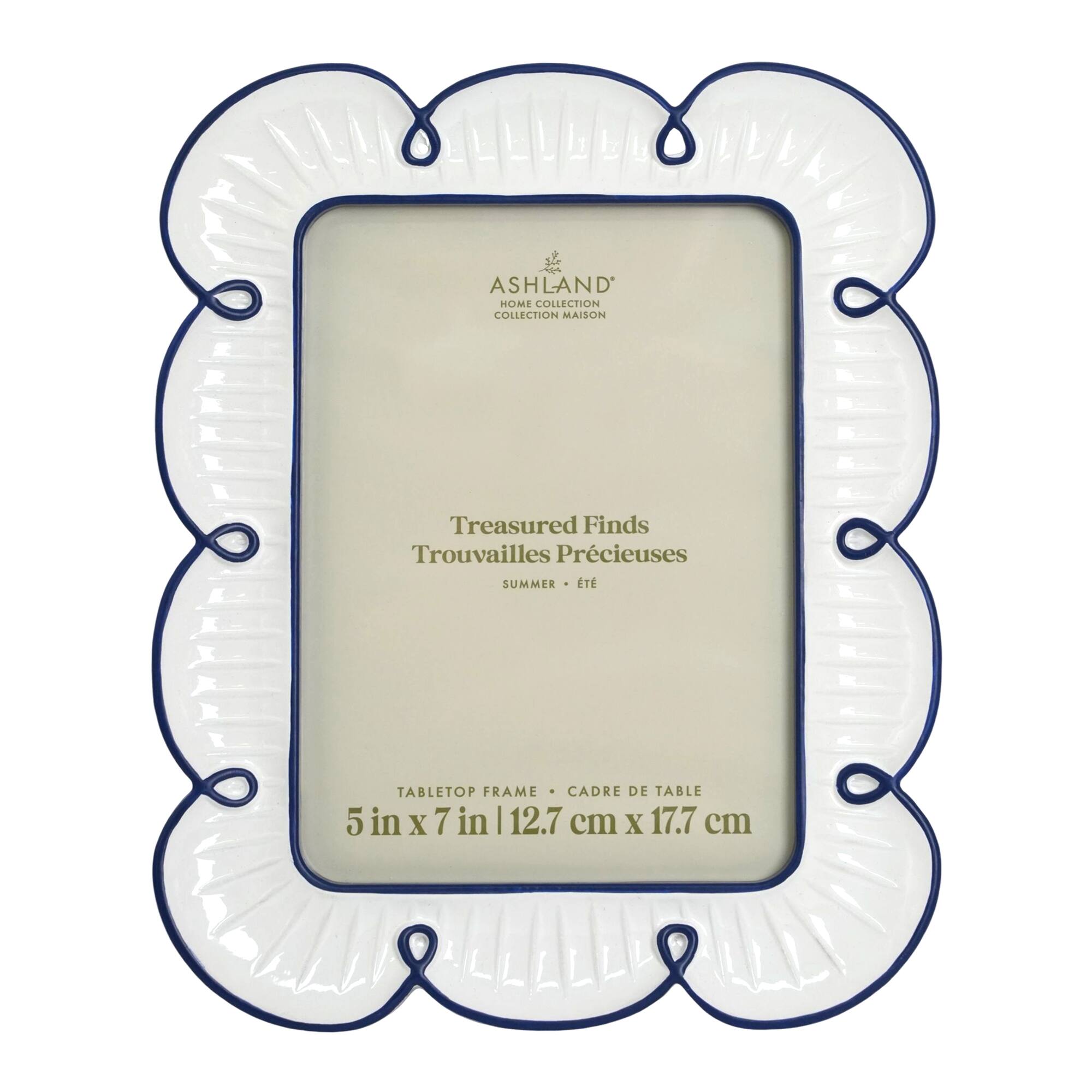 5" x 7" White & Blue Flower Scallop Tabletop Frame, Treasured Finds by Ashland®